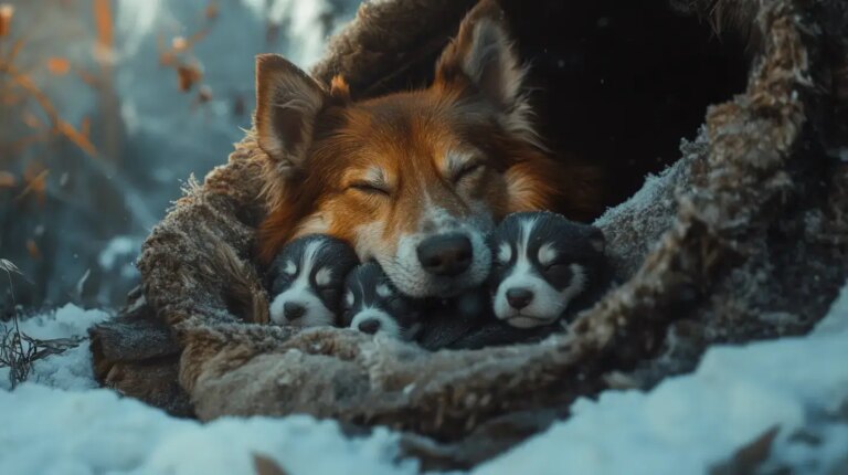 Chained Dog Rescued in Winter Storm Finds Freedom and Has Puppies