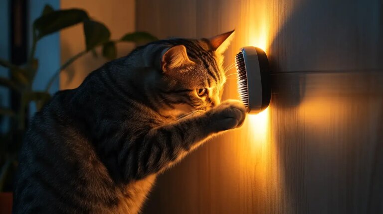 Corner Cat Brush Lets Kitties Groom Themselves With Wall Scratches