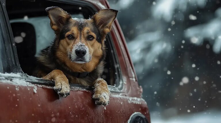 Desperate Dog Jumps in Front of Car to Save Her Own Life