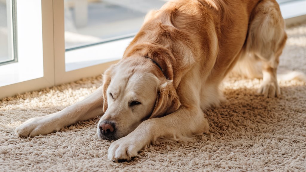 dog stretching indicates energy