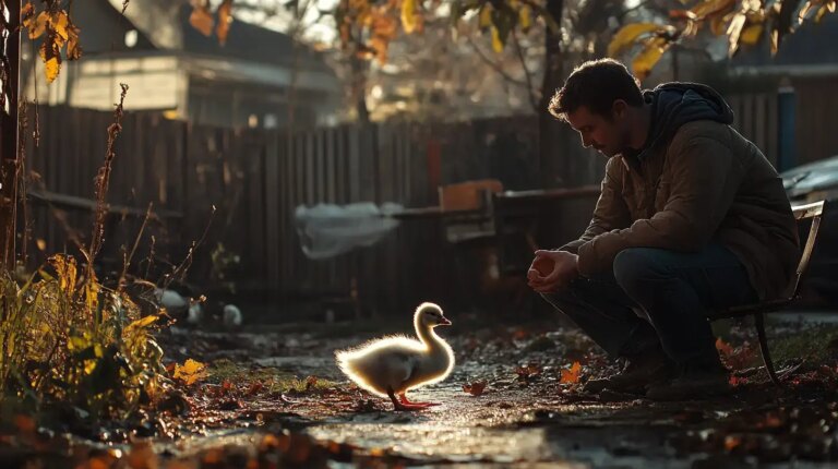 Lonely Gosling Finds Human Dad, Learns to Spread His Wings