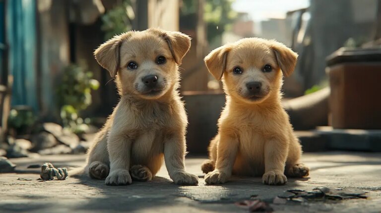 Mangy Street Puppies Find Love Together After Heartbreaking Rescue