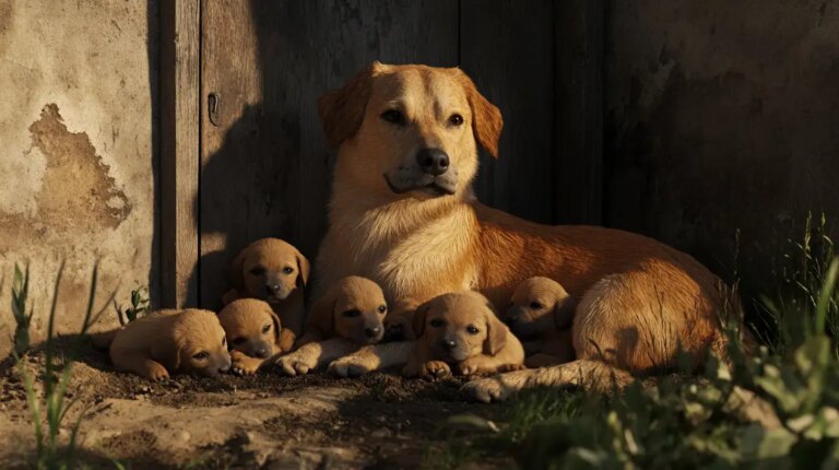 Scared Mom Dog Finds Safety Just in Time to Give Birth on Streets