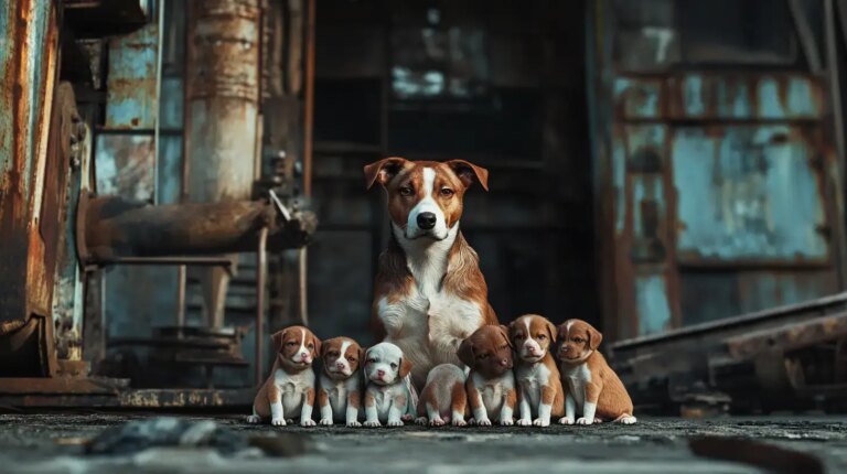 Starving Mom Dog Shields Six Pups Until Help Finally Arrives